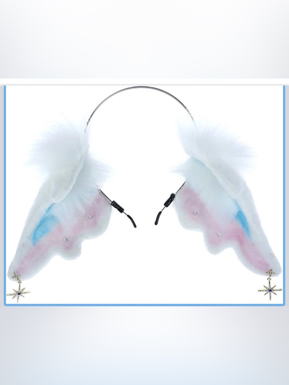 Kawaii faux fur angel wings headband often used for cosplay, anime
